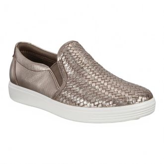 Ecco Womens Soft 7 Slip On Shoe In Stone Metallic