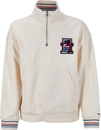 Tommy Hilfiger Monogram Tipped 1/4 Zip Sweater - Heren - Sweatshirts - Beige - L - Hoodies & sweatvesten