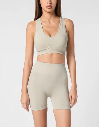 Plein Sport Seamless Wide Straps Sport Bra Logo Women in Darkgrey at Nordstrom, Size Xx-Large