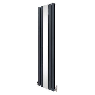 MonsterShop Flat Mirror Radiator & Valves - 1800mm x 425mm - Anthracite Grey