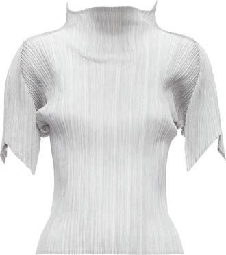 Issey Miyake pleats please spike collar angular cut pleats top