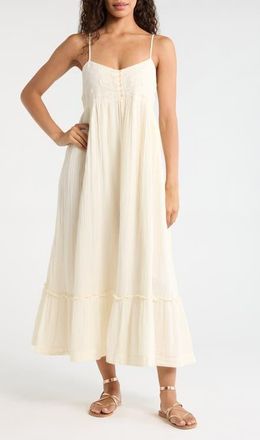 Lucky Brand Embroidered Cotton Sundress in Cream at Nordstrom, Size Xx-Large