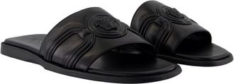Versace Mens Leather Padded Sandal Black Lambskin