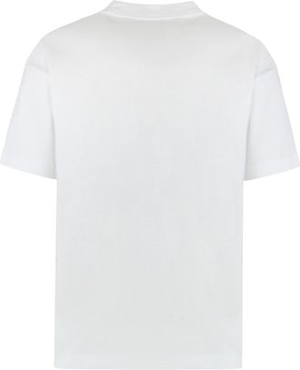 Palm Angels Mens Round Neck Cotton T-Shirt White T-Shirts And Polos