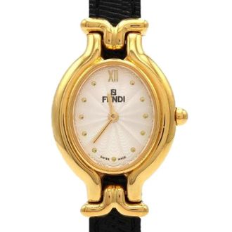 Fendi Pre-owned Gold Plated Quartz 640L - Dames - Vintage Horloges - Geel - ONE Size - Leer - Vintage