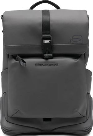 Piquadro logo-detail flap backpack - Grey