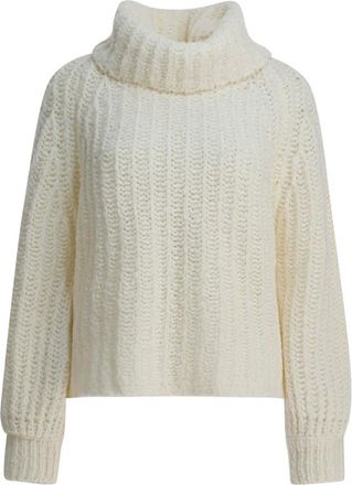 Rakk&igrave; Truien & Vesten, Dames, Wit, XS, Grof Gebreide Trui met Col