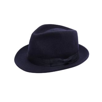 Generic Royal Stallion Premium Australian Wool Crushable Trilby Hat - Navy Blue - 100% Pure Wool, Cotton Sweatband, Grosgrain Band, Classic Fedora-Style Hat (