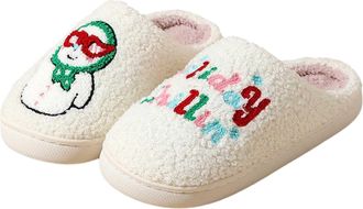 Generic Ladies Slippers Cozy Couple Footwear For Fleece Lined Winter Shoes With Festive Holiday Prints Christmas Pattern For Her And Him Cozy Slippers For Wom