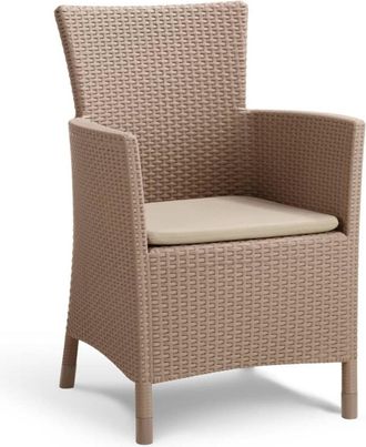 Keter Allibert - Keter Sill&oacute;n Exterior Terraza Resina Con Coj&iacute;n Iowa Capuchino Anxpxal Cm 62x60x89