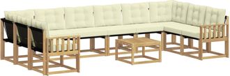 vidaXL Conjunto De Sof&aacute;s De Exterior 11 Uds. Blanco Y Crema Vidaxl