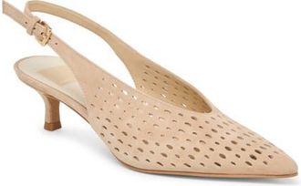 Dolce Vita Alenna Perf Slingback Pointed Toe Kitten Heel Pump in Camel Suede at Nordstrom, Size 6.5