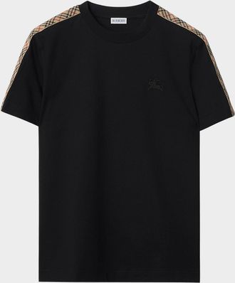 Burberry Mens Check-Trim Cotton T-Shirt