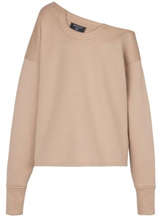 Balmain asymmetric off-shoulder sweatshirt - women - Polyamide/Cotton - 42 - Neutrals