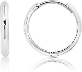MAX + STONE 14K Yellow Gold 14mm Domed Style Huggie Hoop Earrings with Hidden Post Hinged Closure
