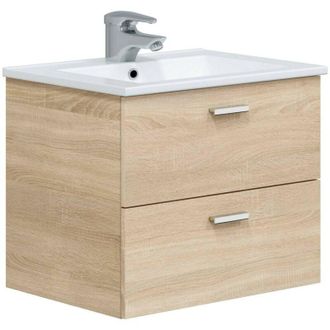 Dmora Dmora - Bajo El Armario Doksuri, Mueble De Ba&ntilde;o, Contenedor De Lavabo, Mueble Fregadero, 60x45 H50 Cm, Roble