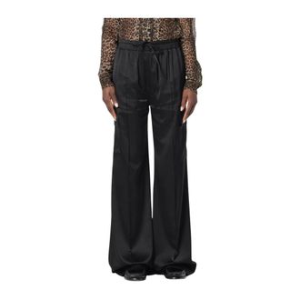 Tom Ford Wide Trousers, female, Black, XS, Silk Wide Leg Cargo Trousers