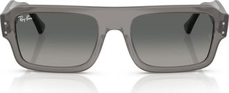 Ray-Ban 56mm Rectangular Sunglasses in Transparent Grey at Nordstrom