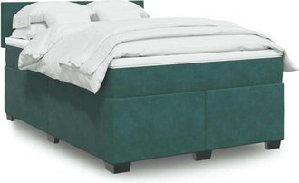 vidaXL Cama Box Spring Con Colch&oacute;n Terciopelo Verde Oscuro 140x200 Cm Vidaxl