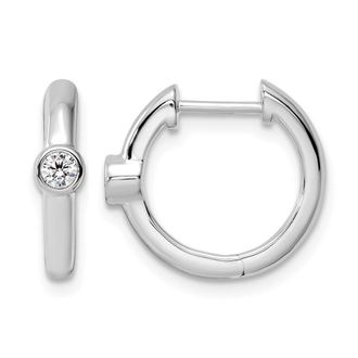 Diamond2Deal 14k Gold 1/8 ct Lab Grown Diamond Hinged Hoop Earrings VS Clarity, D-E Color