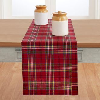 Solino Home Linen Table Runner for Dining Table, Holiday and Everyday Table Decor - Classic Tartan Plaid in Red at Nordstrom, Size Xx-Large