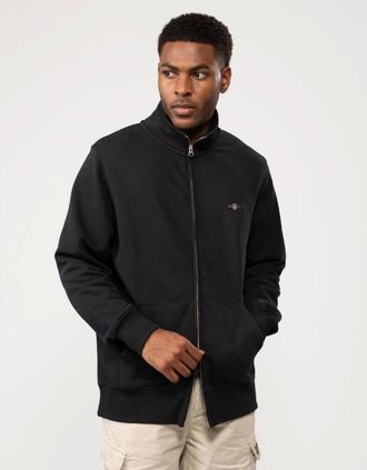 GANT Mens GANT Mens Regular Fit Shield Logo Full Zip Sweatshirt - 5 Black - Size: 38