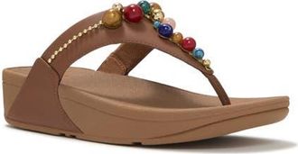 FitFlop Lulu Beaded Toe-Post Sandals in Terracotta Tan at Nordstrom, Size 10