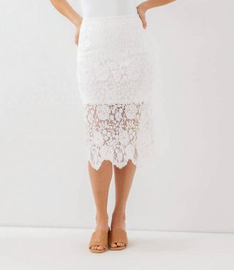 Karen Kane Lace Midi Pencil Skirt In Off White