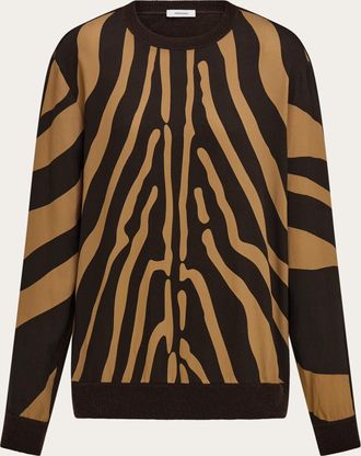 Ferragamo Donna Maglia con intarsio in seta Marrone