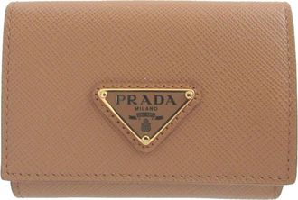 Prada Beige Leather Wallet (Tri-Fold) (Pre-Owned)