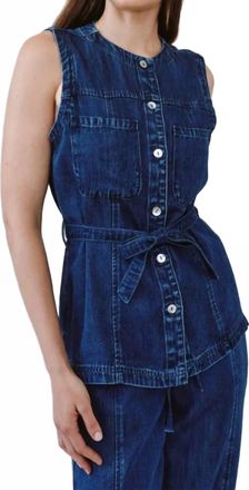Bella Dahl Seamed Belted Vest In Blue