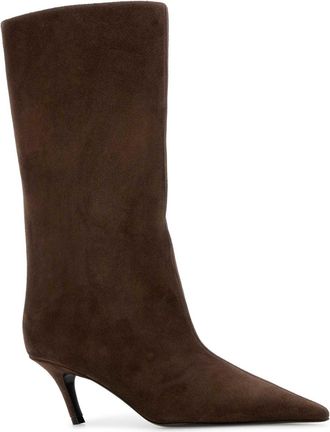 Amina Muaddi Womens Boot Brown Suede
