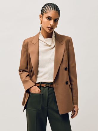 Reiss Tan Leather Square Hinge Belt, XL