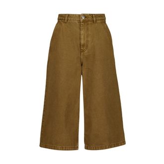 Ami Hazelnootkleurige Katoenen Wijde Bermuda Shorts - Dames - Cropped Jeans - Bruin - W25 - Katoen - Jeans