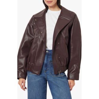 Habitual Faux Leather Funnel Neck Jacket in Winetasting at Nordstrom, Size X-Small
