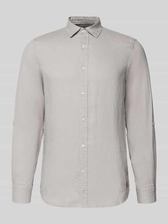 Scotch & Soda Slim Fit Leinenhemd mit Kentkragen in Hellgrau, Gr&ouml;&szlig;e XXL