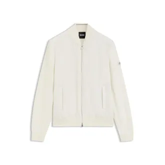 BOSS Cotton-knit hybrid jacket with bomber collar