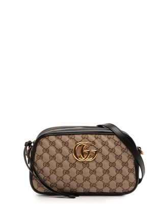 Gucci 2016-2025 Small GG Marmont Matelasse GG Canvas and Leather crossbody bag - Brown