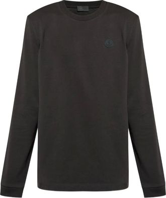 Moncler T-shirt a maniche lunghe con applicazione - Nero