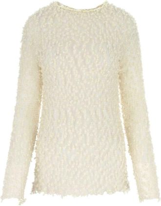 Jil Sander Ronde hals gebreide kleding - Dames - Ronde hals truien - Wit - XS - Truien & Vesten