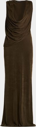 Tom Ford Cowl-Neck Draped Column Gown