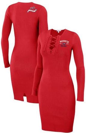 WEAR by Erin Andrews Womens WEAR by Erin Andrews Red Washington Capitals Lace-Up Dress at Nordstrom, Size Xx-Large