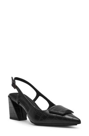 Anne Klein Renatta Slingback Pointed Toe Pump in Black Croc at Nordstrom, Size 7.5