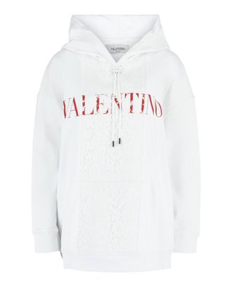 Valentino Lace Front Logo Print Oversized Hoodie