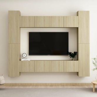 Berkfield Home 8 Piece TV Cabinet Set Sonoma Oak Engineered Wood in Brown