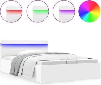 vidaXL Cama Canap&eacute; Hidr&aacute;ulica Con Led Sin Colch&oacute;n Blanco 140x200 Cm Vidaxl
