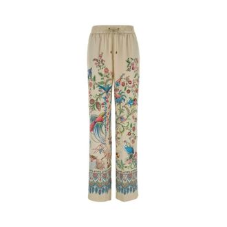 Etro Etro, Straight Trousers, female, Multicolor, Size: XS Printed Satin Pant