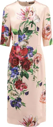 Dolce & Gabbana Satin Dress With Iconic Floral Print-Donna