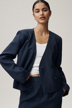 Maeve Collarless Cropped Blazer Jacket