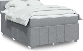 vidaXL Cama Box Spring Con Colch&oacute;n Tela Gris Claro 140x200 Cm Vidaxl